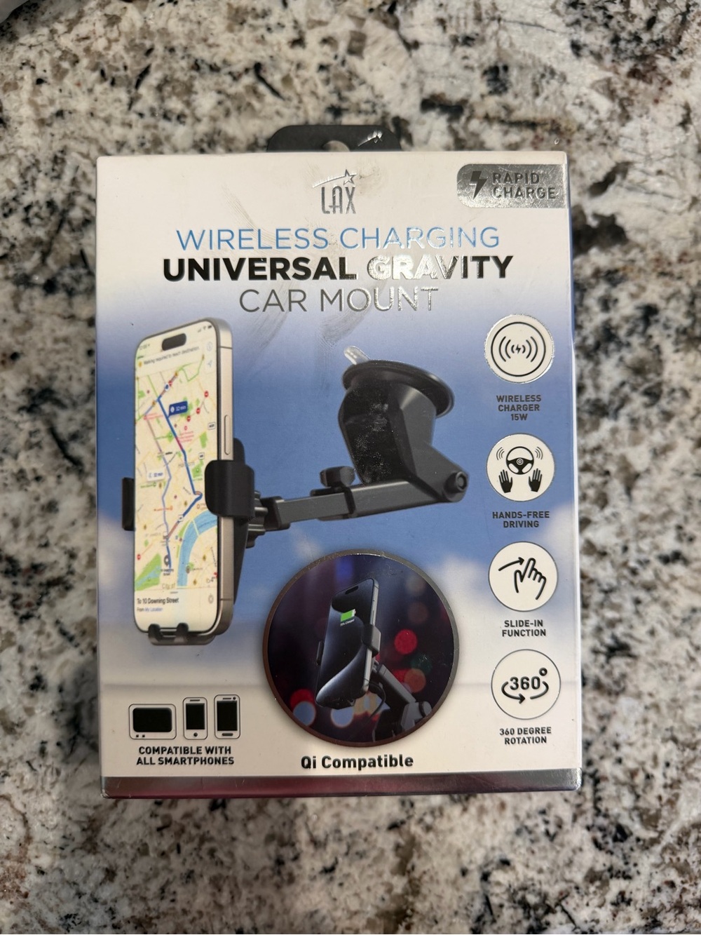 Wireless Charging Universal Gravity Car Mount - Black